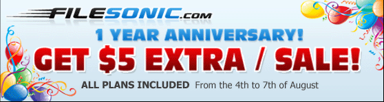 FileSonic's 1 Year Anniversary Promo!